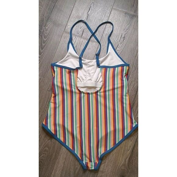 Hanna Anderson Strappy One-Piece Strpied Swimsuit Women's Size Medium - Picture 3 of 4